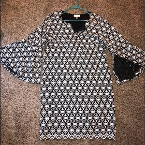 Black and white knit dress. Fully lined